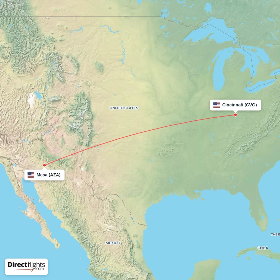 CVG - AZA route map