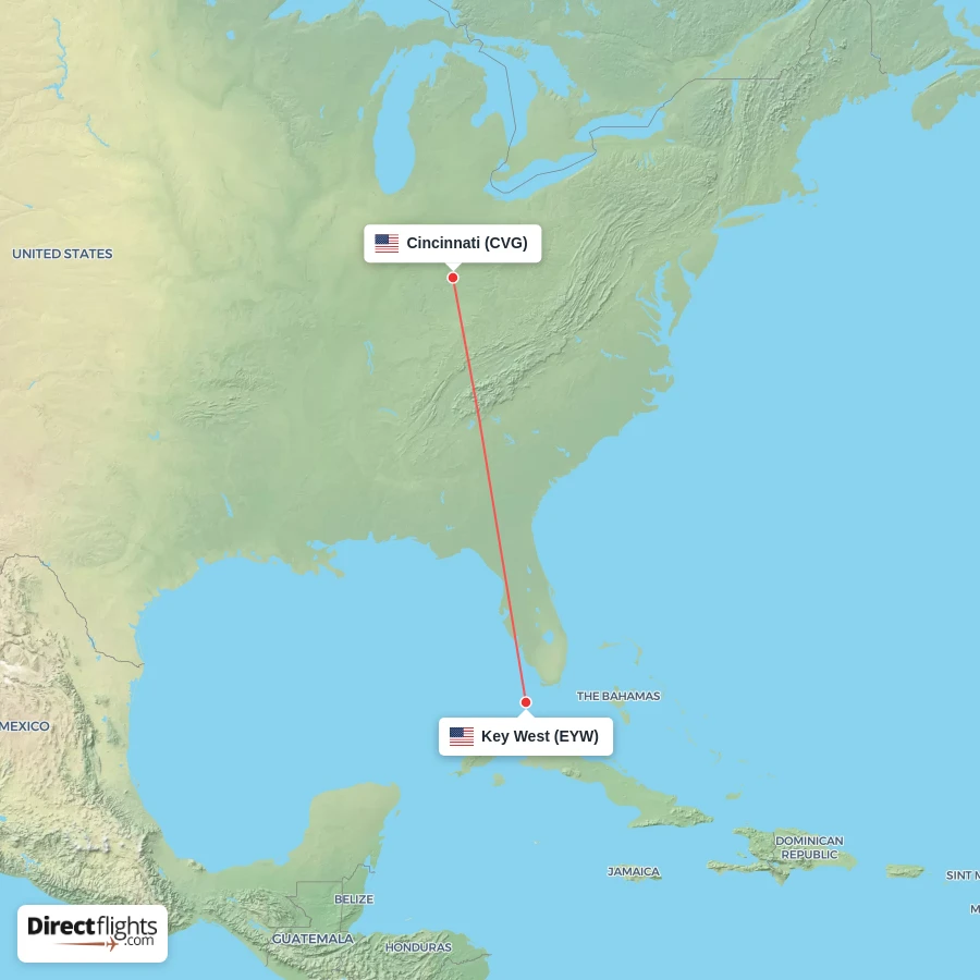 CVG - EYW route map