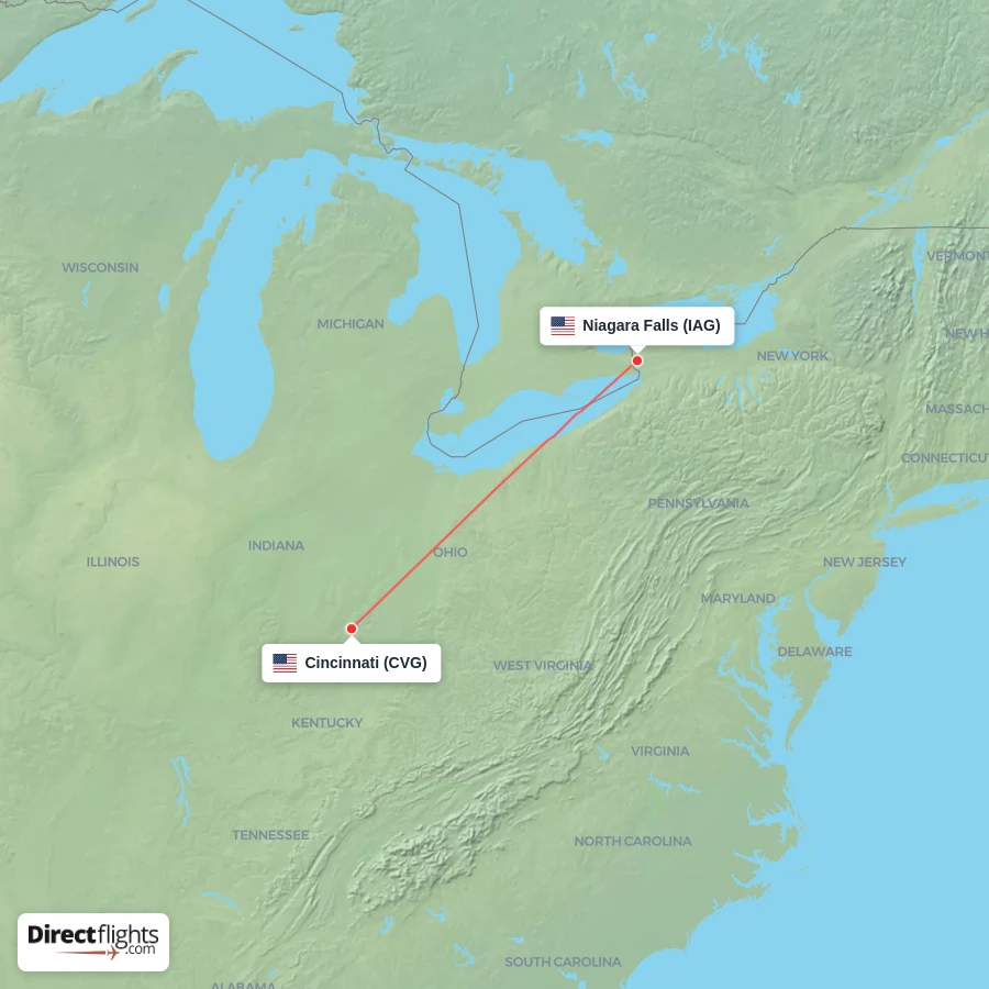 CVG - IAG route map