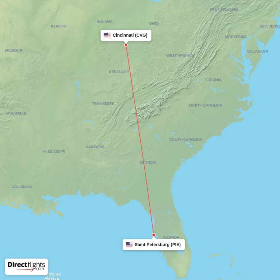 CVG - PIE route map
