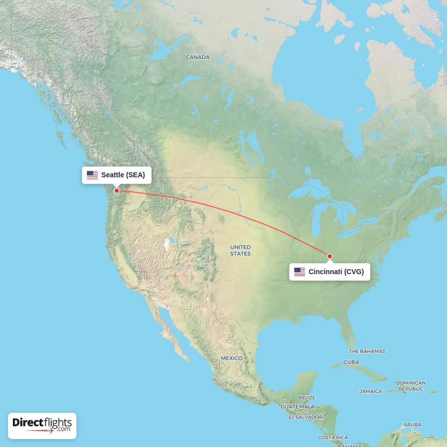 CVG - SEA route map