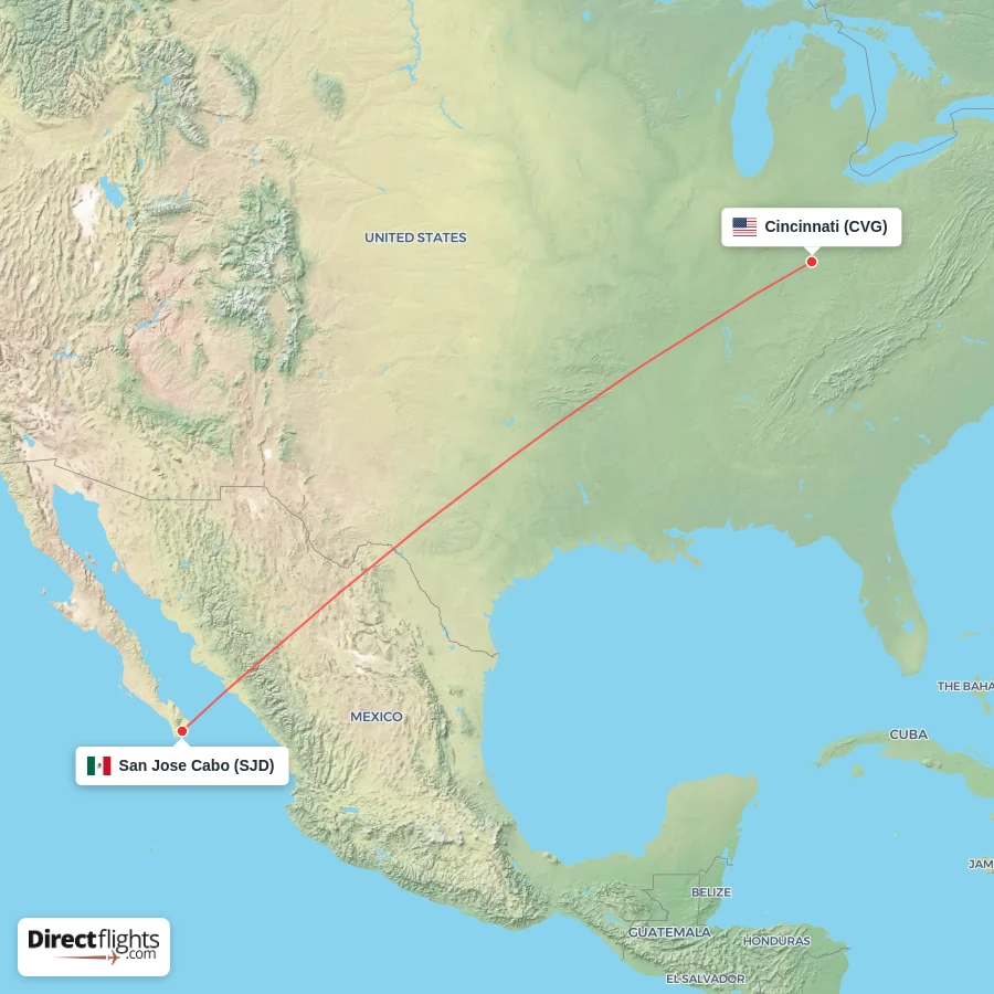 CVG - SJD route map