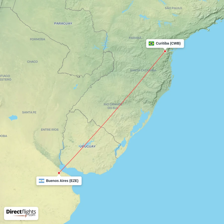 CWB - EZE route map