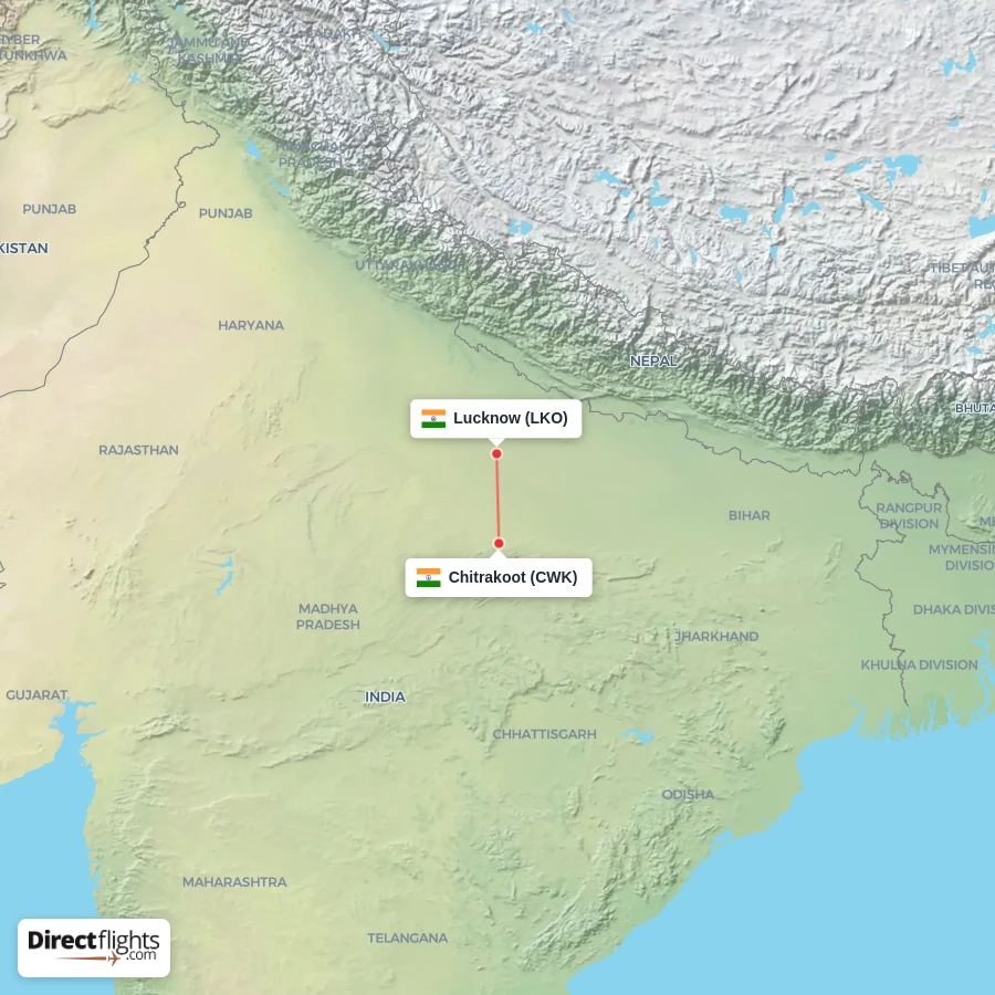 CWK - LKO route map