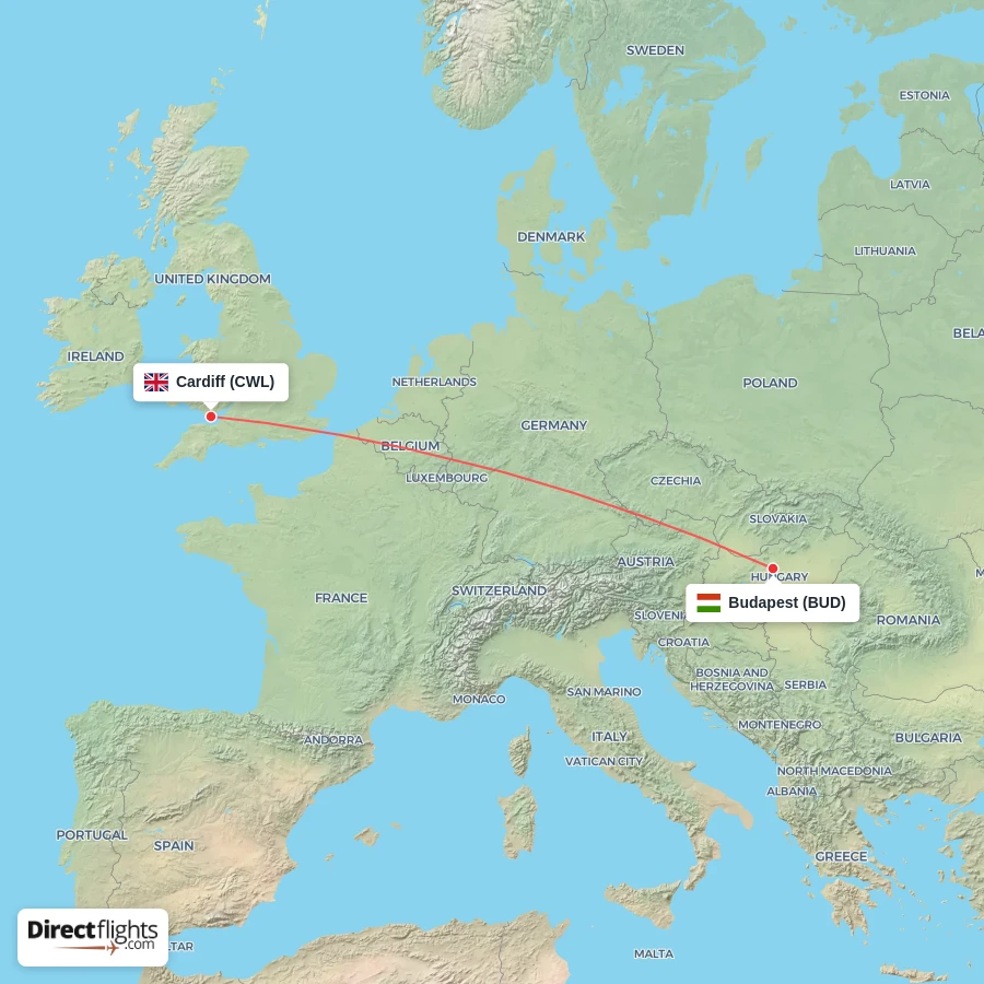 CWL - BUD route map