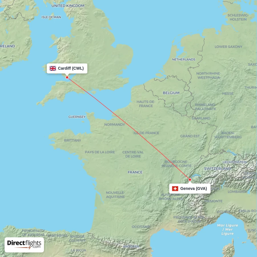 CWL - GVA route map