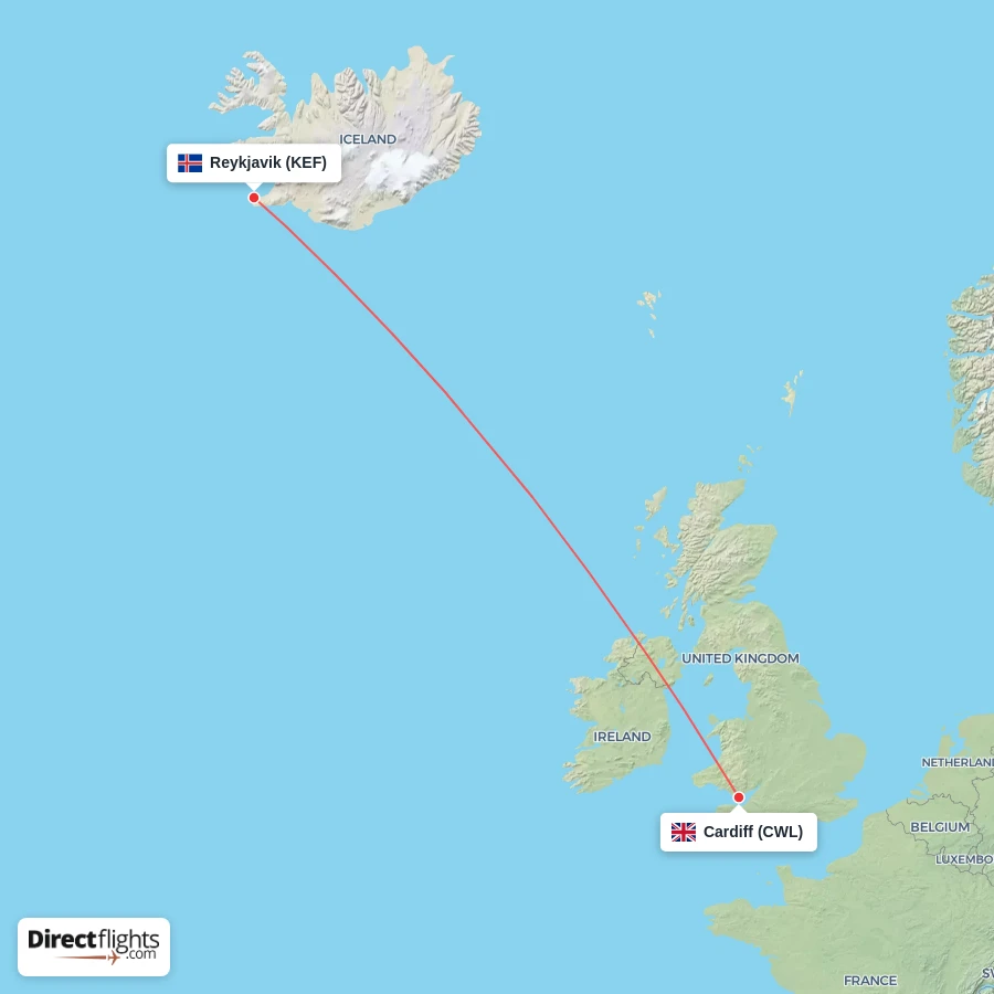 CWL - KEF route map