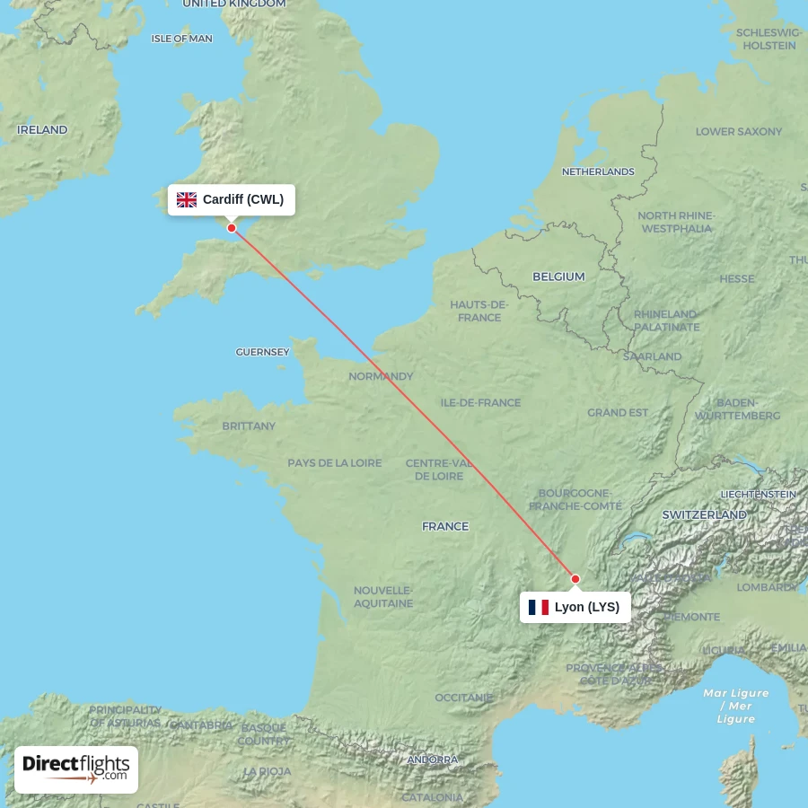 CWL - LYS route map