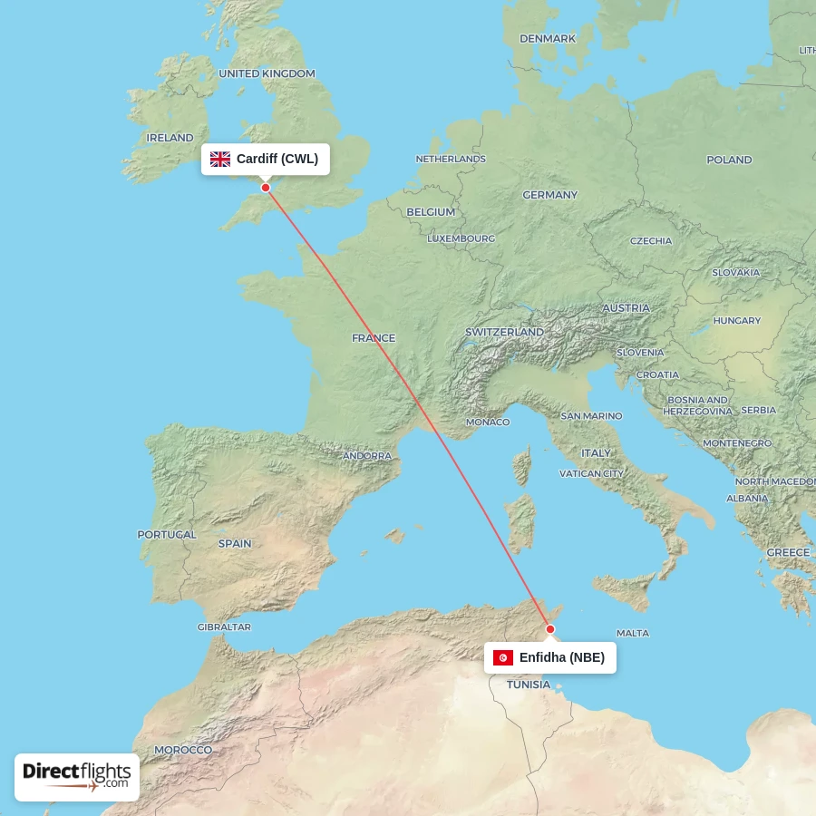 CWL - NBE route map