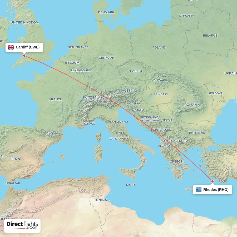 CWL - RHO route map