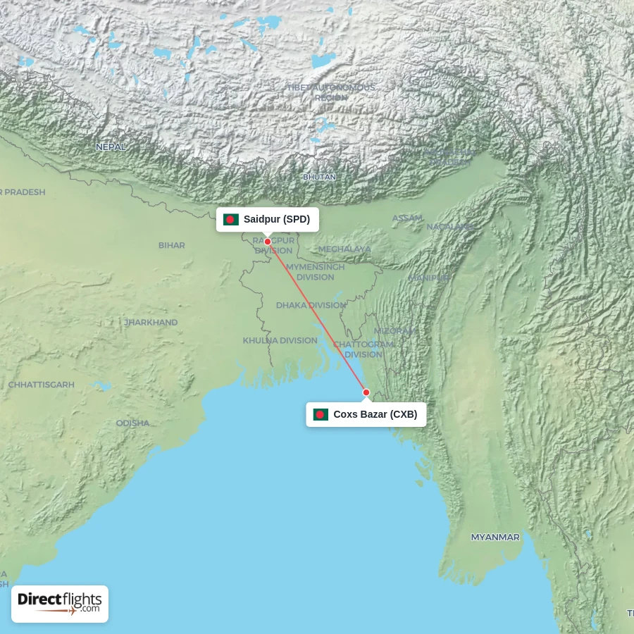 CXB - SPD route map