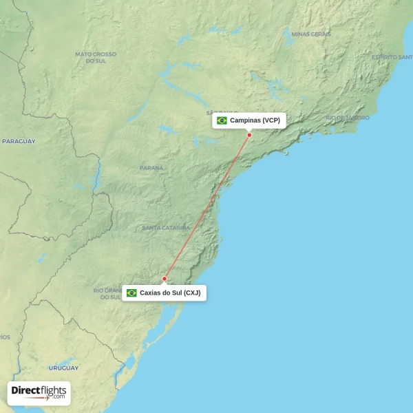 Caxias do Sul - Campinas direct flight map