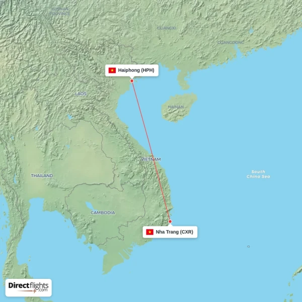 Nha Trang - Haiphong direct flight map