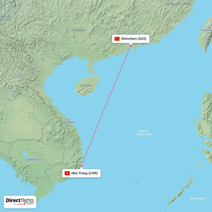 CXR - SZX route map