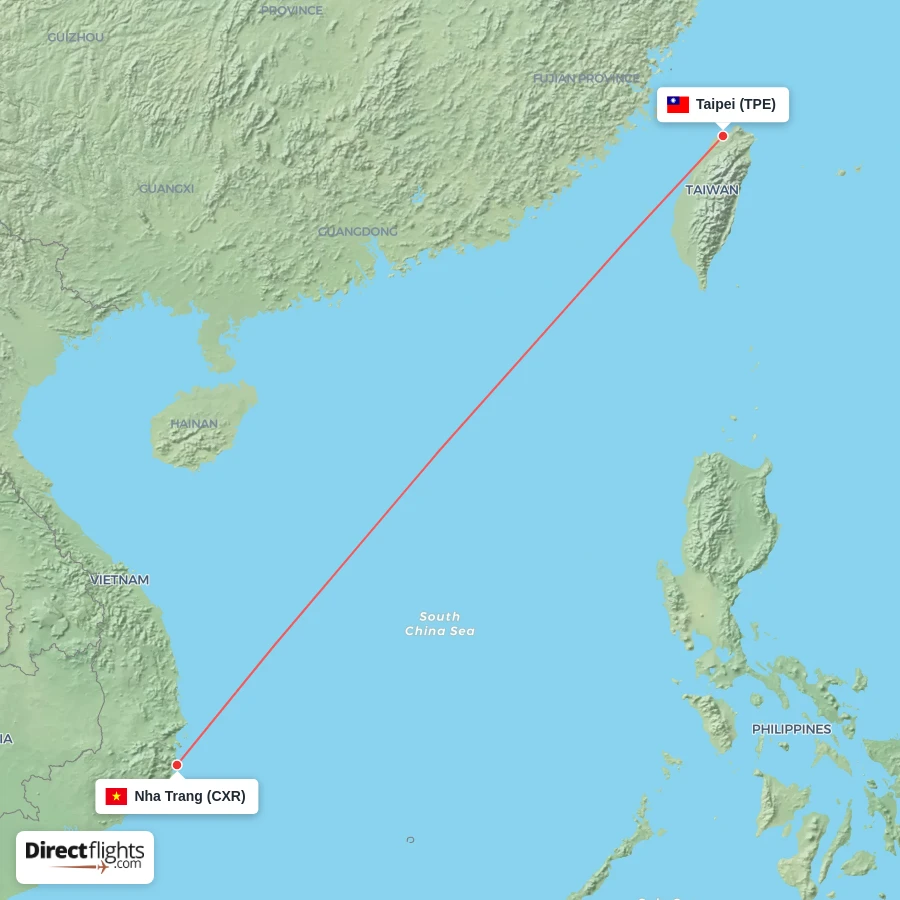 CXR - TPE route map