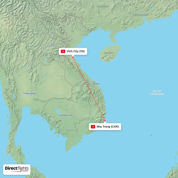 Nha Trang - Vinh City direct flight map
