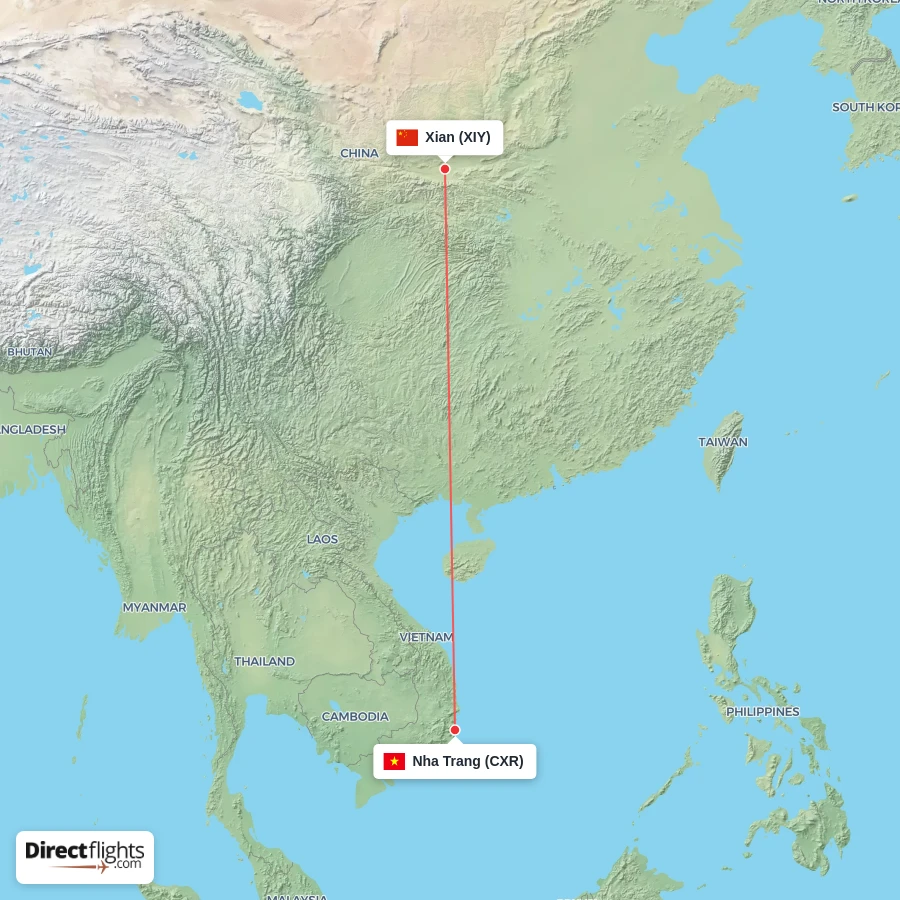 CXR - XIY route map