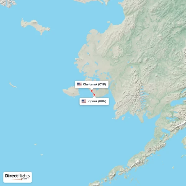 Chefornak - Kipnuk direct flight map