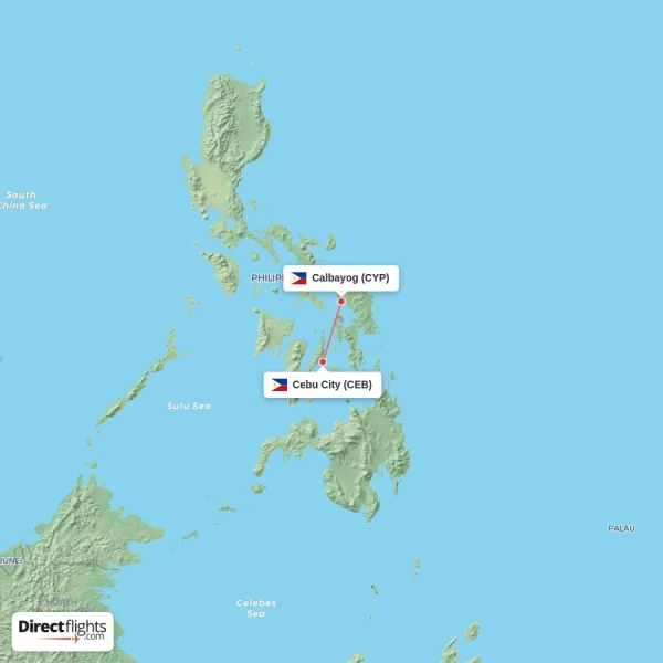 Calbayog - Cebu City direct flight map