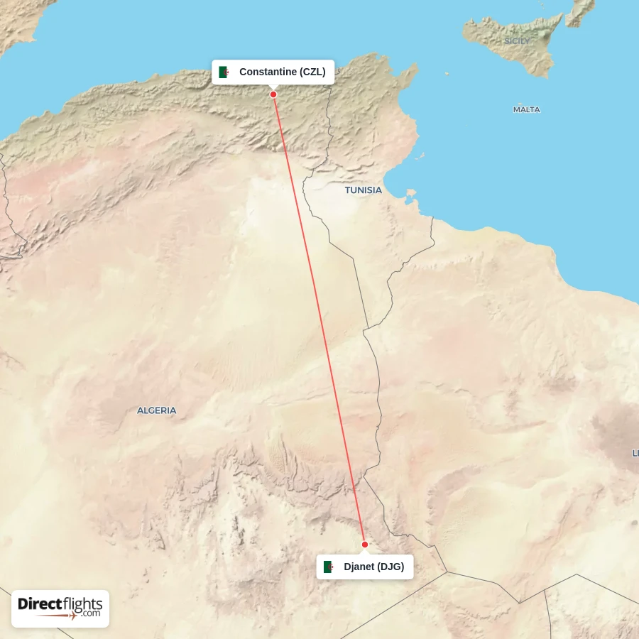 CZL - DJG route map