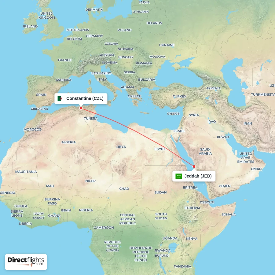 CZL - JED route map