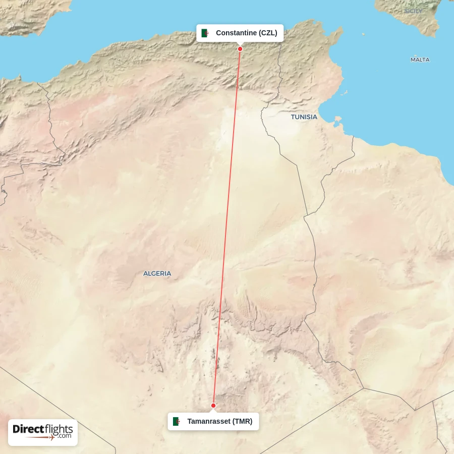 CZL - TMR route map