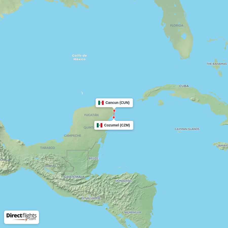 CZM - CUN route map