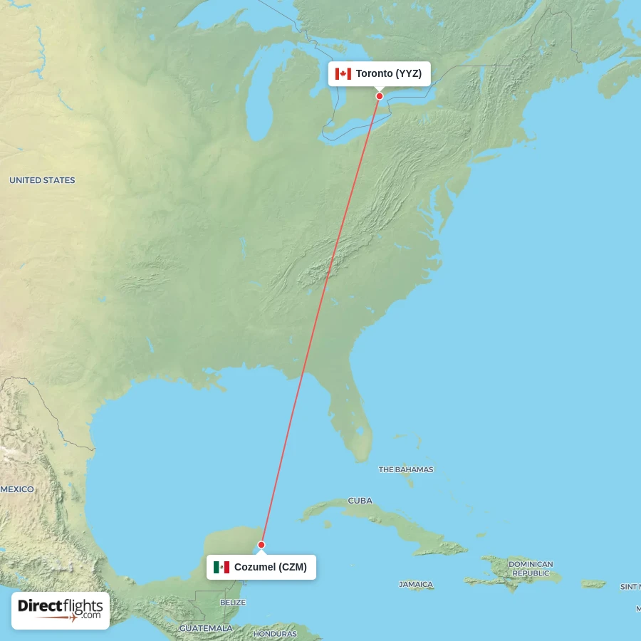 CZM - YYZ route map