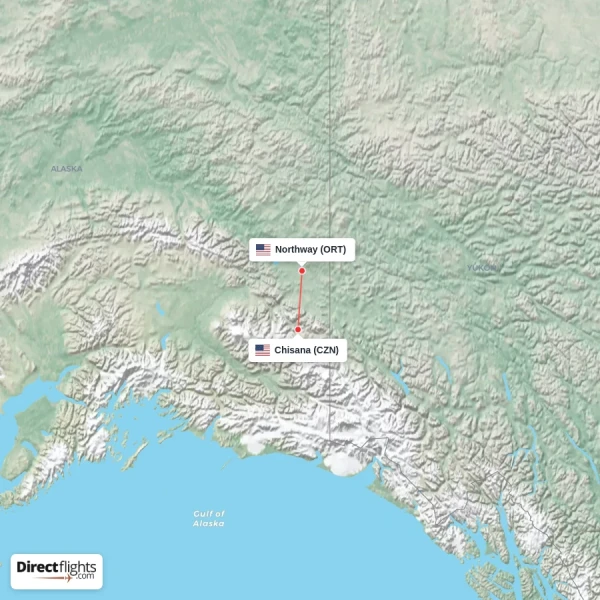 Chisana - Northway direct flight map