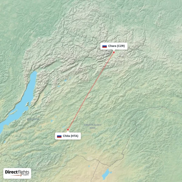 Chara - Chita direct flight map
