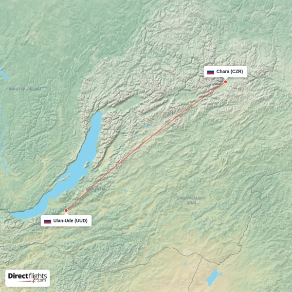 Chara - Ulan-Ude direct flight map