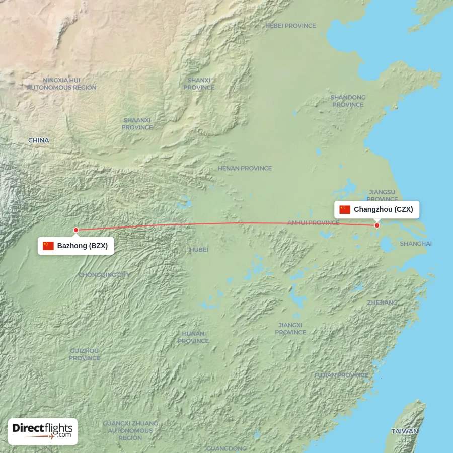 CZX - BZX route map