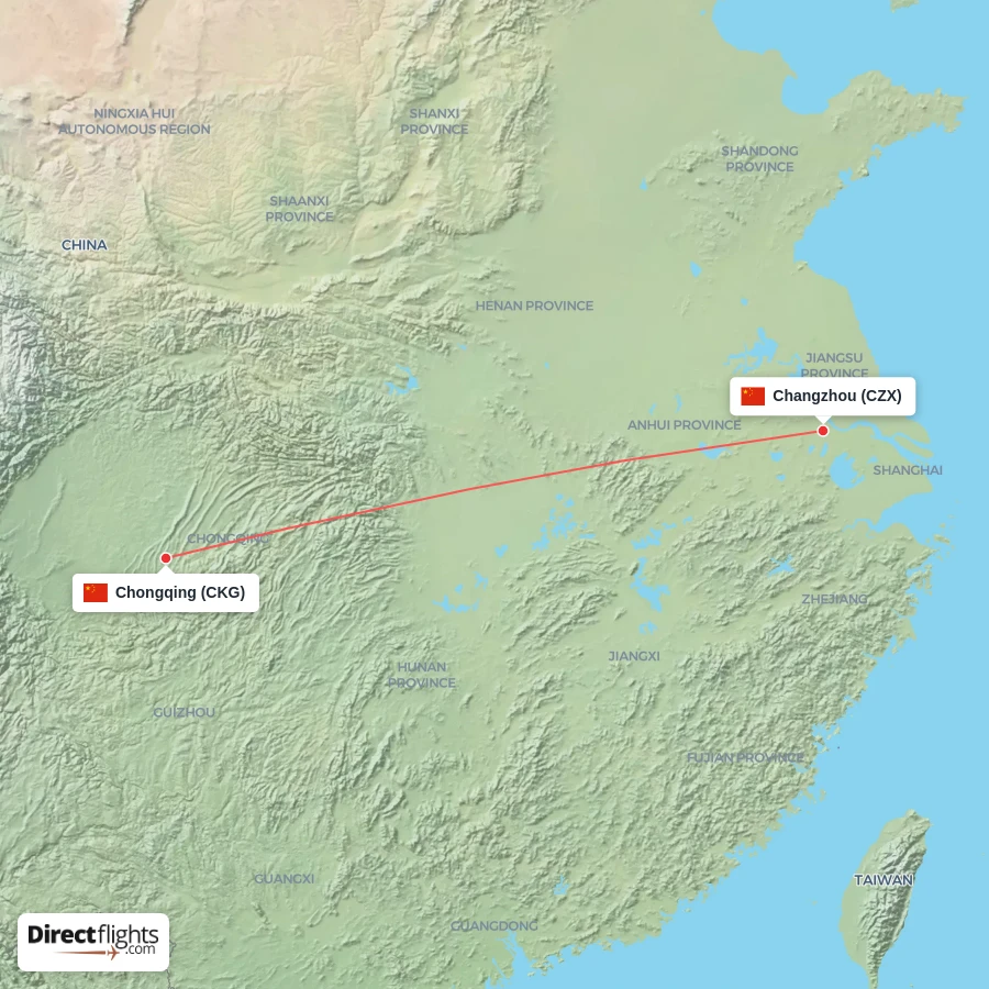 CZX - CKG route map