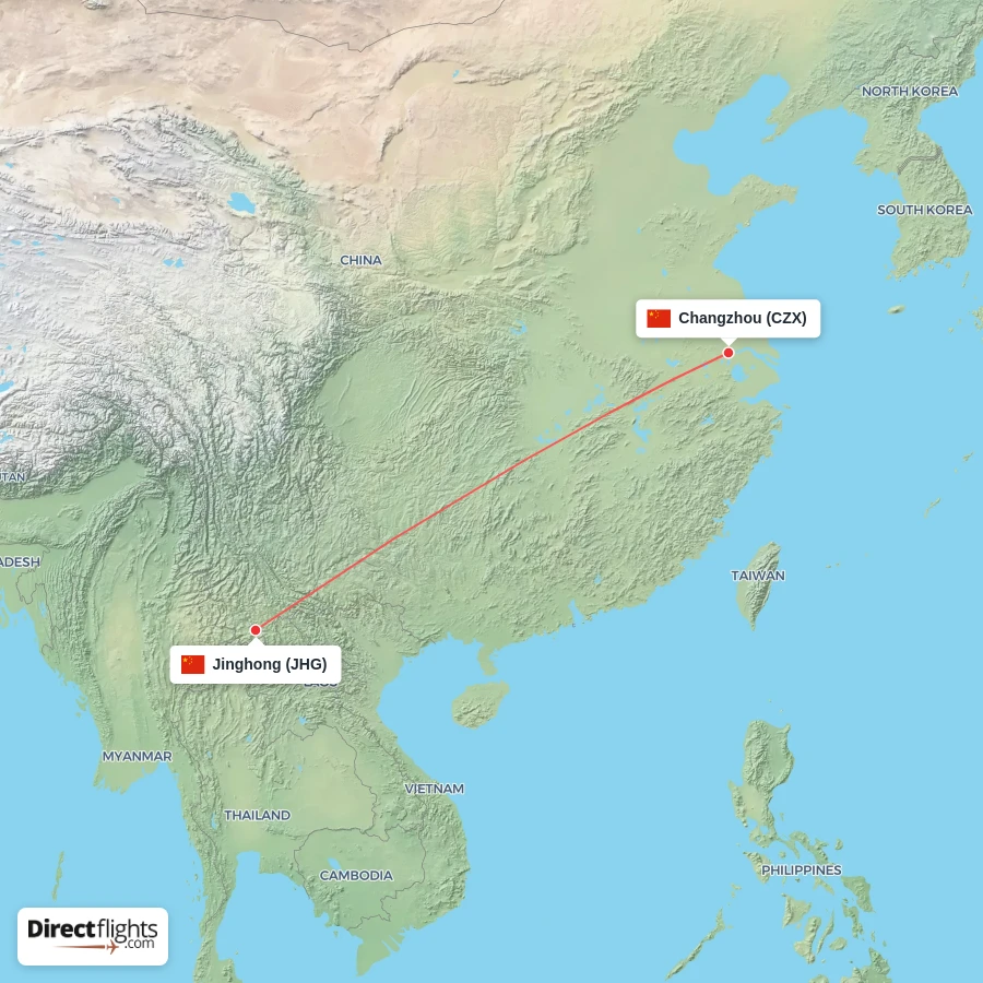 CZX - JHG route map