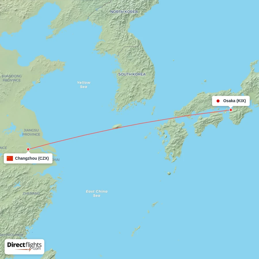 CZX - KIX route map