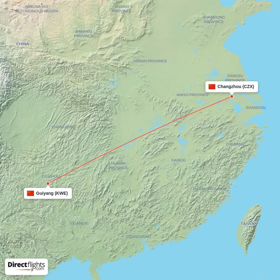 CZX - KWE route map