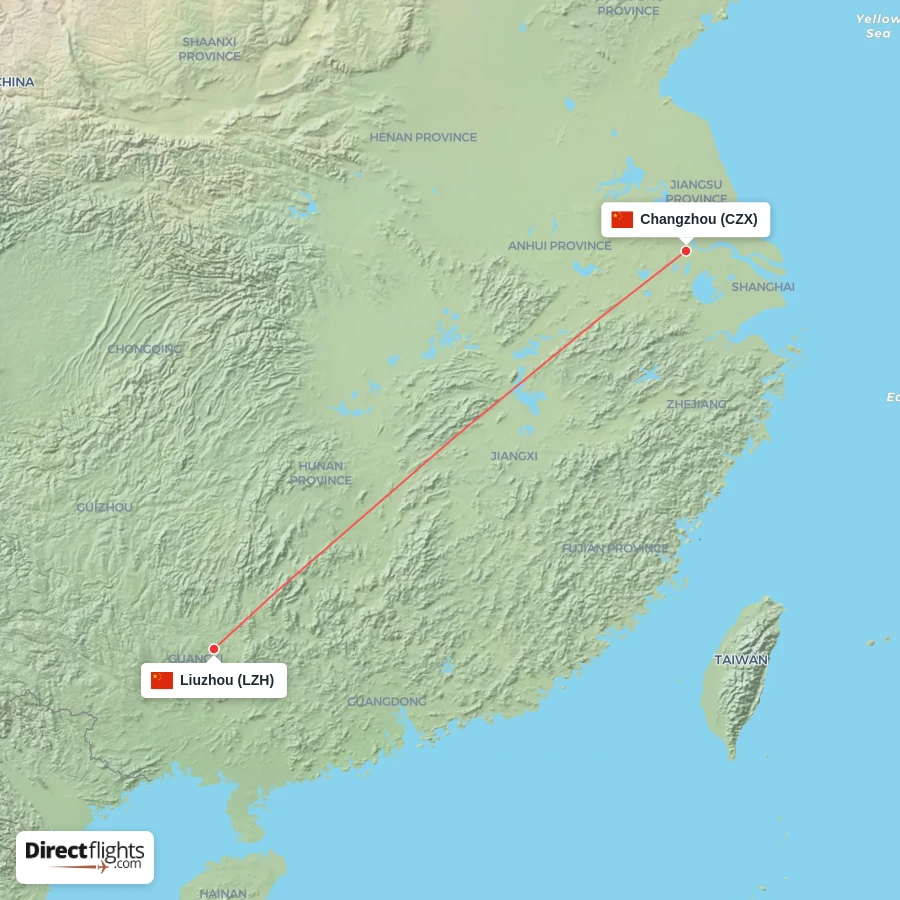 CZX - LZH route map