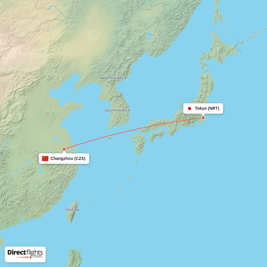 CZX - NRT route map