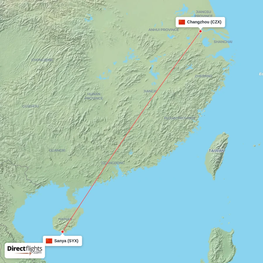 CZX - SYX route map