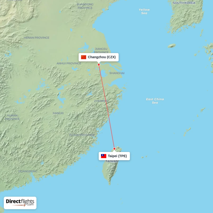 CZX - TPE route map