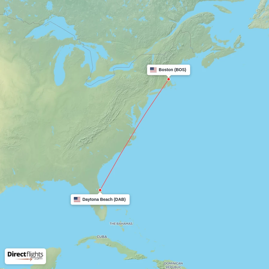 DAB - BOS route map