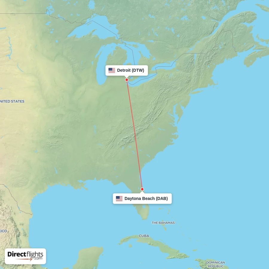 DAB - DTW route map