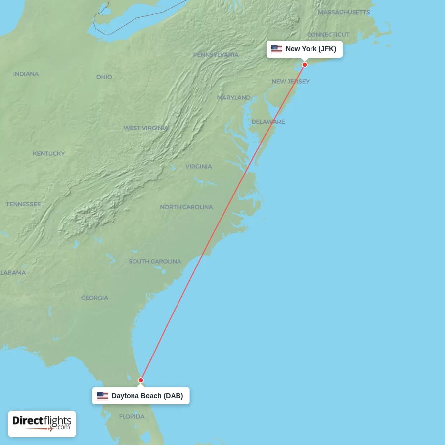 DAB - JFK route map