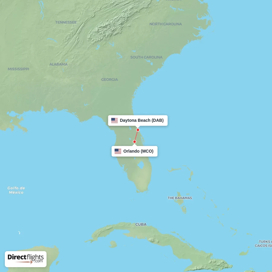 DAB - MCO route map