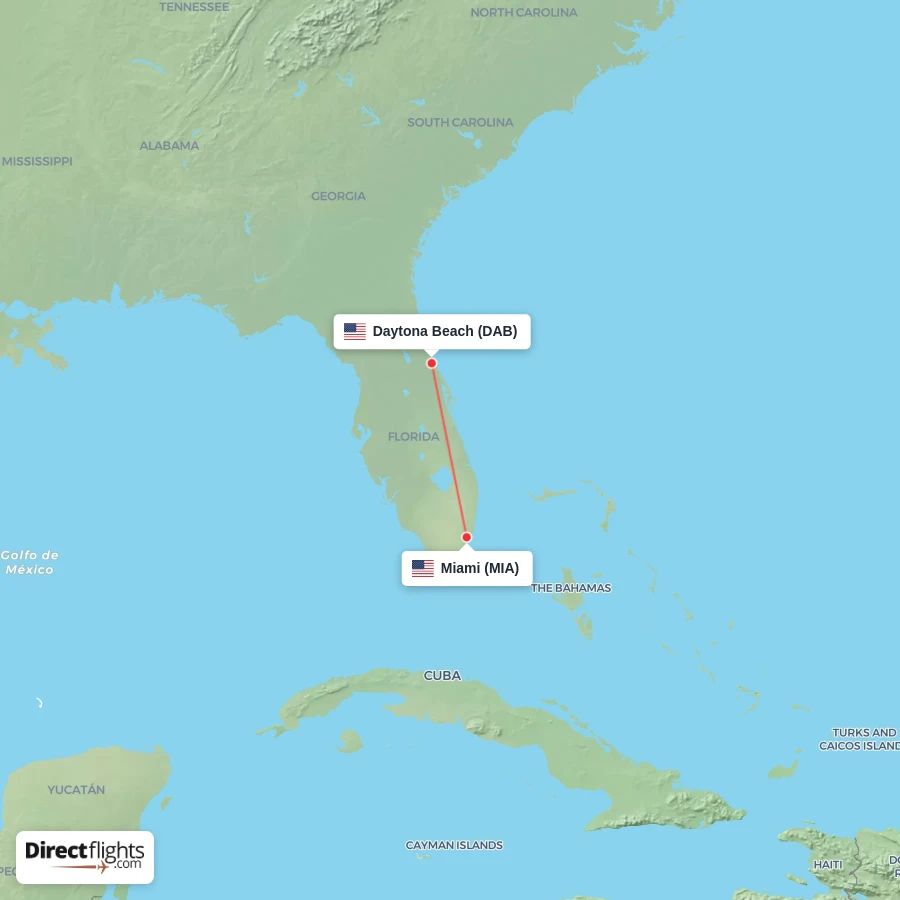 DAB - MIA route map