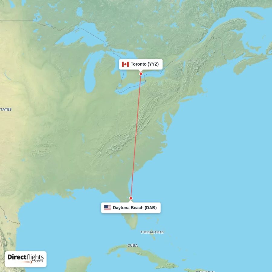 DAB - YYZ route map
