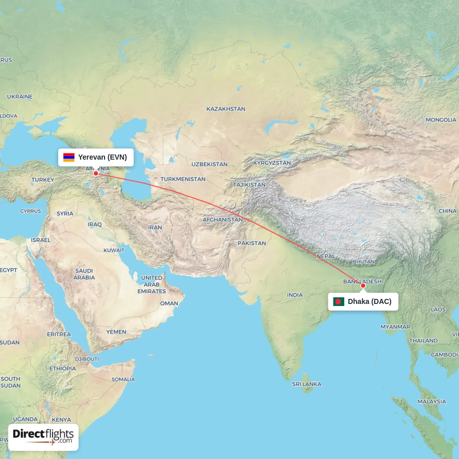 DAC - EVN route map