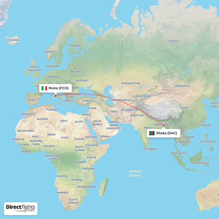 DAC - FCO route map