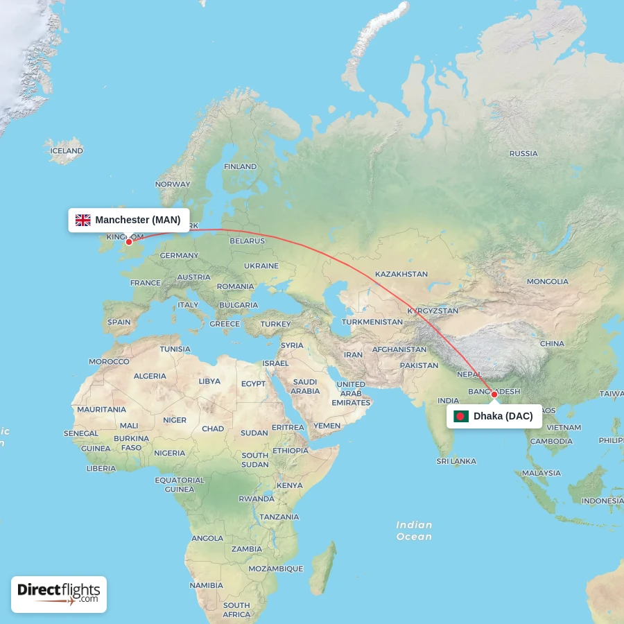 DAC - MAN route map