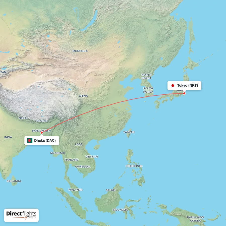 DAC - NRT route map